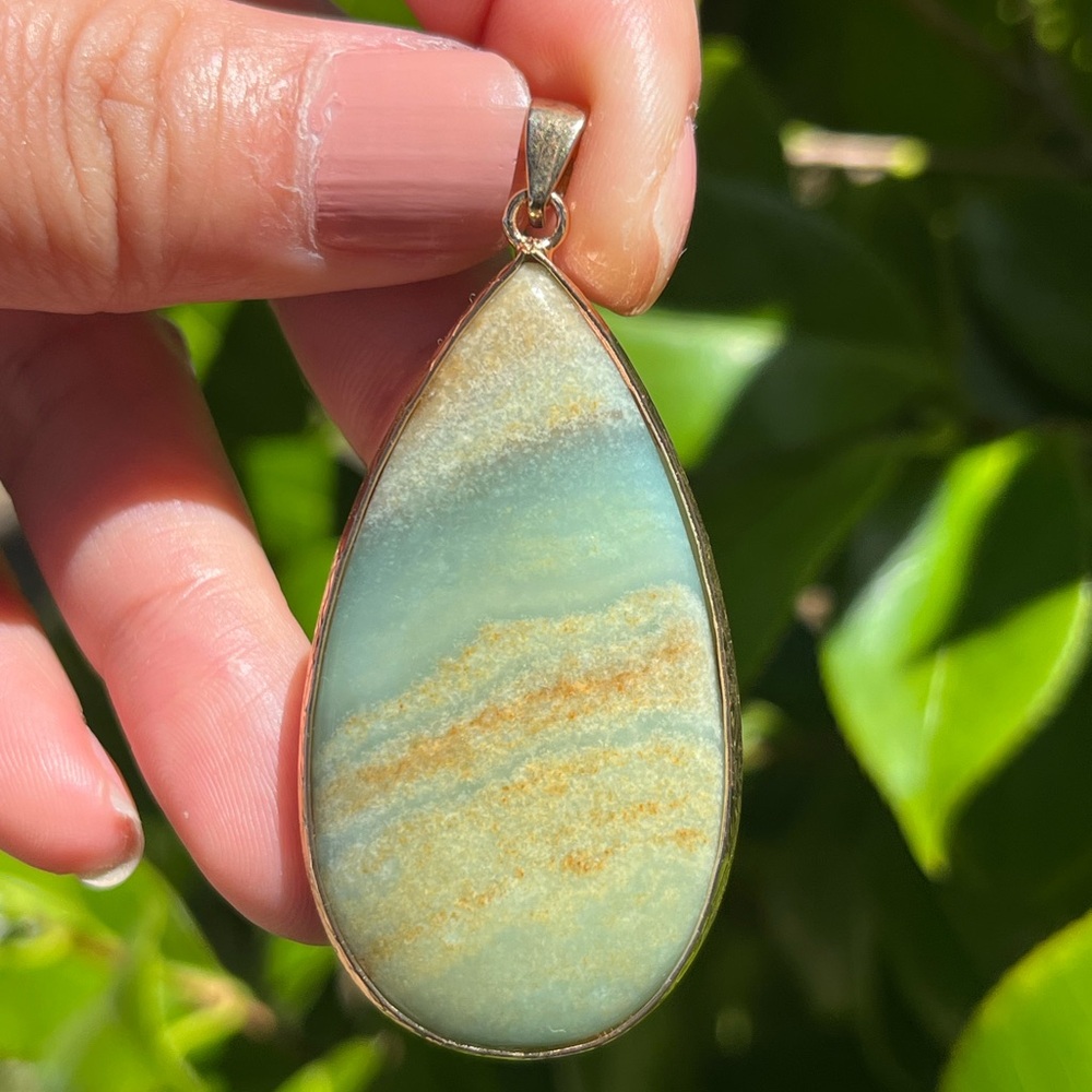 Gold plated carribean calcite pendant 1435‎ - Picture 3 of 4
